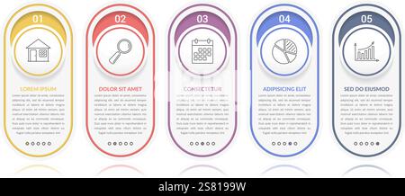 Set of infographic elements with numbers, line icons and place for your text, vector eps10 illustration Stock Vector