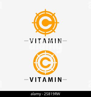 vitamin c logo and letter C logo  vector design vector icon health nutrition Stock Vector