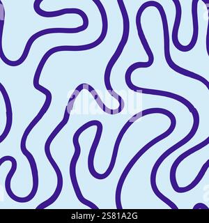 Seamless abstract pattern with squiggles and scribbles. Weaved curved lines. Chaotic ink scribbles decorative texture. Messy doodles, wavy and curly l Stock Vector