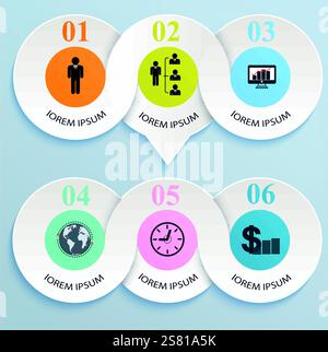 Abstract paper infographics. Turn based spiral with icons Stock Vector