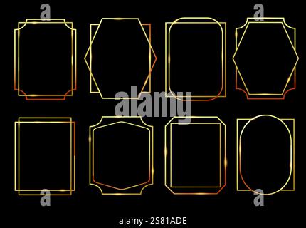 Octagon frames set. Geometric borders variety. Abstract shapes ...