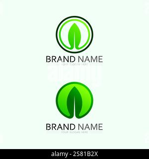 leaf logo design vector for nature symbol template editable,Green leaf logo ecology nature element vector icon. Stock Vector