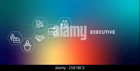 Executive top level management C level member gradient header business hierarchy company organization director management concept Stock Vector