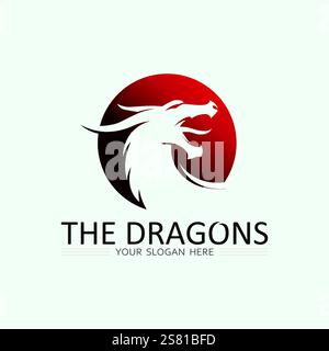 Dragon and snake  vector icon illustration design logo template Stock Vector