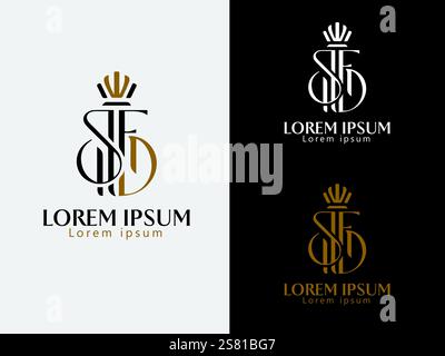 Modern Minimalist Typography Logo with Golden Crown Accent Stock Vector