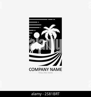 Palm tree and palm leaf logo design summer logo template vector illustration Stock Vector