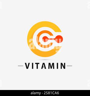 vitamin c logo and letter C logo  vector design vector icon health nutrition Stock Vector