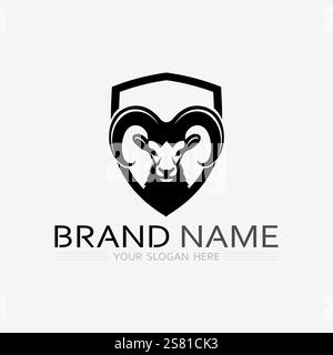 Goat and animal Logo Template vector icon illustration design Stock Vector