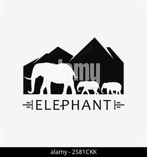 Elephant Logo and animal Vector Illustrator Design Template Stock Vector