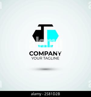 Letter DP hexagon logo design template Stock Vector
