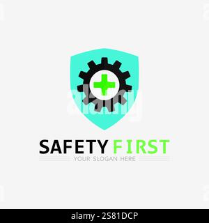 safety first logo icon vector design and illustration graphic sign Stock Vector