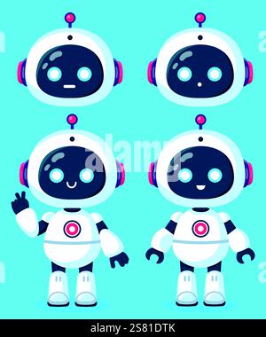 Cute robot. Vector flat illustration. Stock Vector