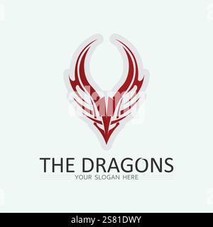 Dragon and snake  vector icon illustration design logo template Stock Vector