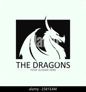 Dragon and snake  vector icon illustration design logo template Stock Vector