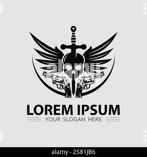 Gun logo icon and tactical design guns vector illustration Stock Vector