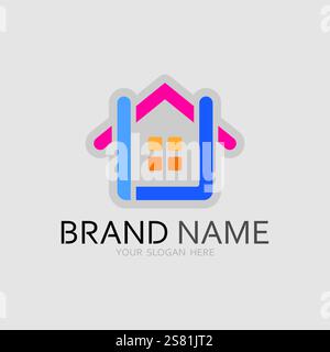 Home logo icon vector illustration design template.Home and house logo design vector, logo , architecture and building, design property , stay at home Stock Vector