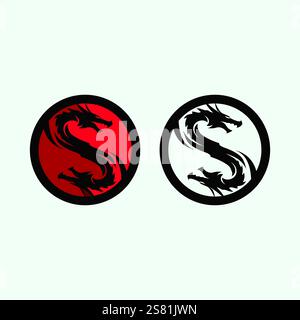 Dragon and snake  vector icon illustration design logo template Stock Vector
