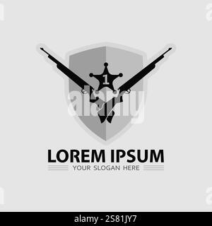 Gun logo icon and tactical design guns vector illustration Stock Vector