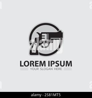Gun logo icon and tactical design guns vector illustration Stock Vector