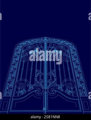 The blue image of a gate is a stylized rendering of a gate with a blue ...