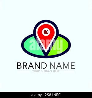 GPS and MAP logo  navigator sign  location symbol design vector illustration Stock Vector