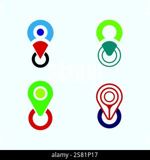 GPS and MAP logo  navigator sign  location symbol design vector illustration Stock Vector