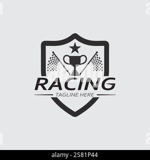 Race and speed logo icon vector  Race flag  racing illustration logo design Stock Vector