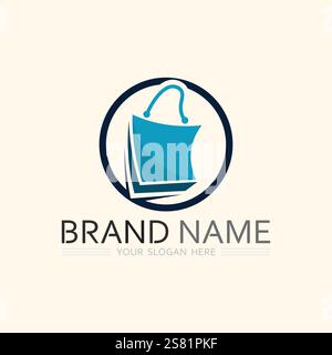 SHOP AND SALE ICON LOGO DESIGN VECTOR ILLUSTRATION Stock Vector