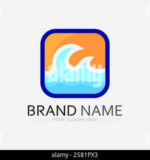 water wave logo design template Stock Vector