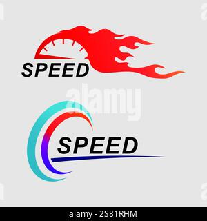 Speed and sport logo design, silhouette speedometer symbol icon vector,speed Auto car Logo Template vector illustration icon design Stock Vector