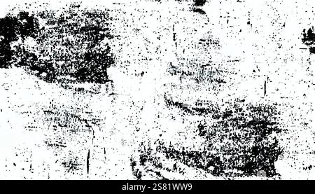 Grunge background. Black and white vector. Abstract texture of dust, dirt, stains. Grunge overlay layer. Distressed texture. Rough, scratch, splatter Stock Vector