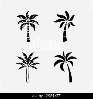 Palm Tree Beach Vintage Icon. Stock Vector