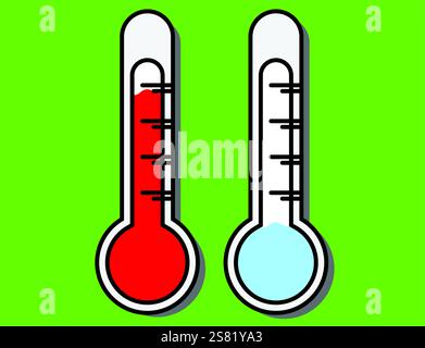 PrintTwo thermometers showing hot and cold temperatures Stock Vector