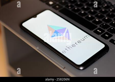 Canada. 20th Jan, 2025. In this photo illustration, the Ethereum logo is seen displayed on a smartphone screen. (Photo by Thomas Fuller/SOPA Images/Sipa USA) *** Strictly for editorial news purposes only *** Credit: Sipa USA/Alamy Live News Stock Photo