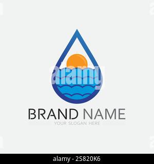 water wave logo design template Stock Vector