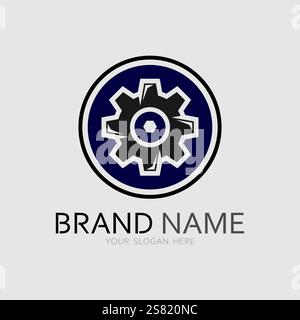 vector logo technology Digital tech vector business logo template concept illustration. Gear electronic factory sign. Cog wheel technology symbol SEO Stock Vector