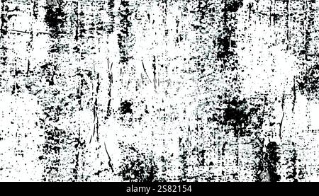 Grunge background. Black and white vector. Abstract texture of dust, dirt, stains. Grunge overlay layer. Distressed texture. Rough, scratch, splatter Stock Vector