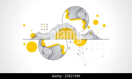 Trendy abstract wireframe background. Modern science or technology art elements. Surface illustration. Stock Vector