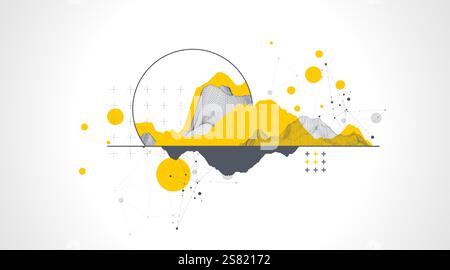 Trendy abstract wireframe background. Modern science or technology art elements. Surface illustration. Stock Vector