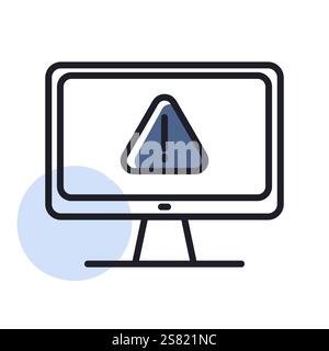 Computer warning vector icon. Simple digital system error. Security sign. Graph symbol for your web site design, logo, app, UI Stock Vector