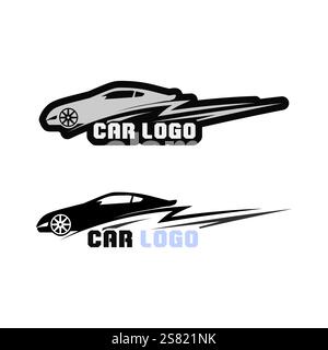 Auto car logo design with concept sports car vehicle icon silhouette.Vector illustration design template. Stock Vector