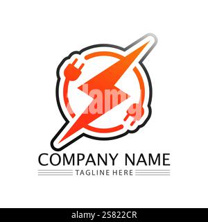 Power Battery Logo icon vector illustration Design Template.Battery Charging vector icon.Battery power and flash lightning bolt logo Stock Vector