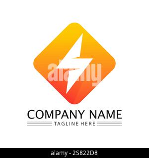 Power Battery Logo icon vector illustration Design Template.Battery Charging vector icon.Battery power and flash lightning bolt logo Stock Vector