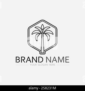 Palm Tree Beach Vintage Icon. Stock Vector