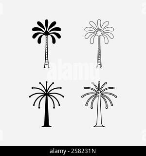 Palm Tree Beach Vintage Icon. Stock Vector