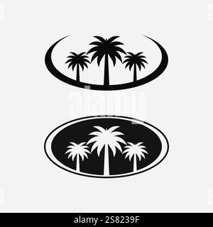 Palm Tree Beach Vintage Icon. Stock Vector