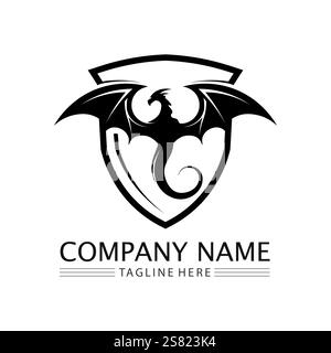 Dragon vector icon illustration design logo template Stock Vector