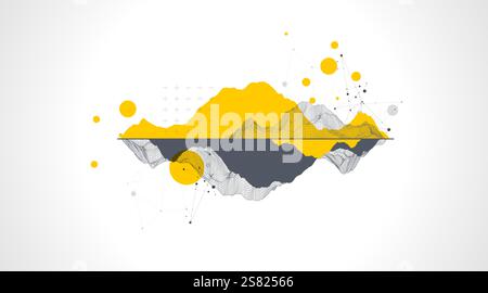 Trendy abstract wireframe background. Modern science or technology art elements. Surface illustration. Stock Vector