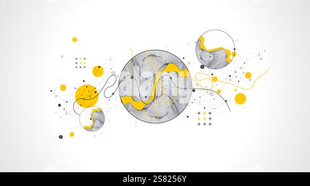 Trendy abstract wireframe background. Modern science or technology art elements. Surface illustration. Stock Vector
