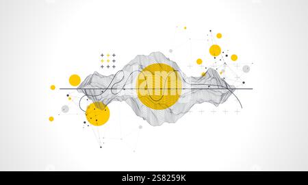 Trendy abstract wireframe background. Modern science or technology art elements. Surface illustration. Stock Vector